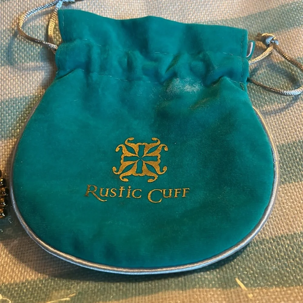 Rustic Cuff Gold and Orange Beaded Bracelet - Picture 4 of 4